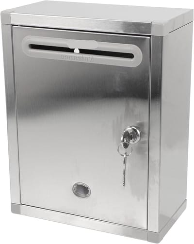 Hangende brievenbus - Ideeënbus Stembus - Berichten Verzamelen - Afsluitbaar Wandmodel - 21x11x28cm - Zilver