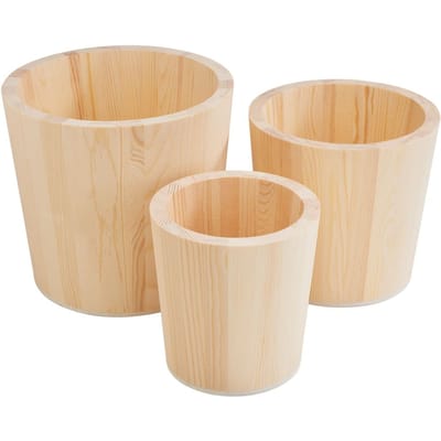 VBS Houten plantenpotten, set van 3