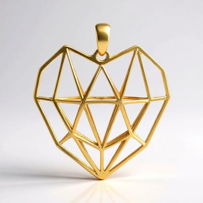 Cavill - Zilveren Hanger - 925 Sterling Zilver Verguld - Hartvormig met Geometrisch Facet - Modern Minimalistisch Dames Sieraad - 32x27 mm