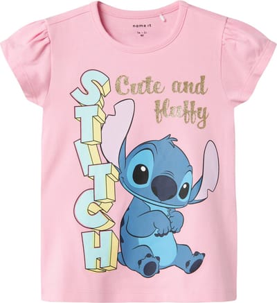 NAME IT NMFFOLLY STITCH SS TOP NOOS WDI Meisjes T-shirt - Pink Frosting