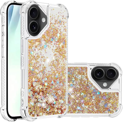 Coverup Hoesje - Geschikt voor iPhone 17 Hoesje - Coverup Liquid Glitter Back Cover - Goud
