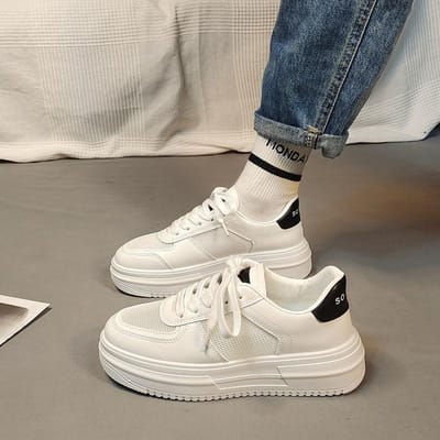 Kleine Witte Schoenen Dames Zomer Nieuw Lente Damesschoenen Platform Sportschoenen Ins Trendy Veelzijdig Casual Student Board Schoenen 40 zwart