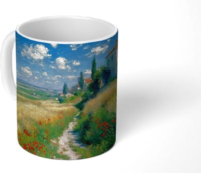 Mok - Koffiemok - Zandpad - Huis - Bomen - Grasveld - Mokken - 350 ML - Beker - Koffiemokken - Theemok