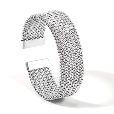 Bold Mesh Bangle Armband - Zilverkleurig | 6,5 x 2,2 cm | Stainless Steel | Fashion Favorite