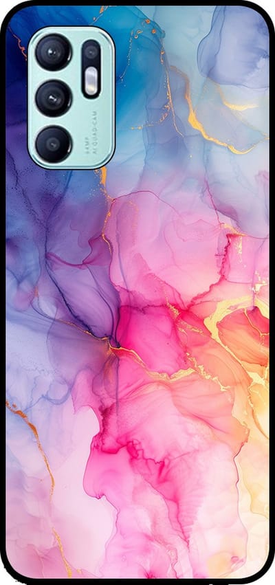 Smartphonica Telefoonhoesje Geschikt voor Oppo Reno6 4G met marmer opdruk - TPU backcover case marble design - Regenboog geschikt voor Oppo Reno6 4G