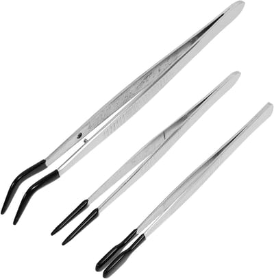 Pincetten Set - Precisie Tangen - Hobby Werk - Roestvrij Staal - 3 stuks - Zilver