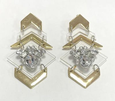 Statement oorbellen - 8.5 Centimeter - Goudkleurig, transparant - Damesdingetjes