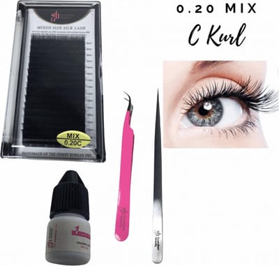 Guardian Beauty Wimpers Extensions - Prime Silk Lashes - Mix - 0.20mm - C Krul - Met Wimperlijm en 2 stuks Wimperpincet