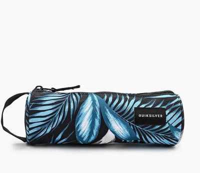 Quiksilver Pennenetui EQYAA03479 - Etui met Ritssluiting - Tropische Bladprint - Blauw/Zwart