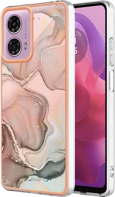 Coverup Hoesje - Geschikt voor Motorola Moto G04(s) / G24 / E14 Hoesje - Coverup Marble Design TPU Back Cover - Pink