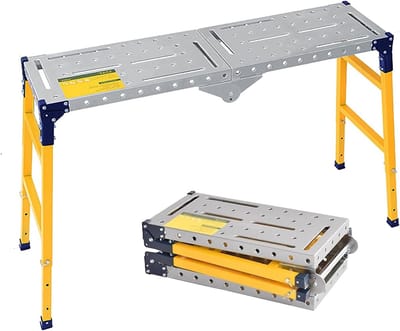 140 cm multifunctioneel werkplatform aluminium frame mobiele lastafel, 70-110 cm in hoogte verstelbaar werkplatform inklapbaar draagbaar anti-slip platform