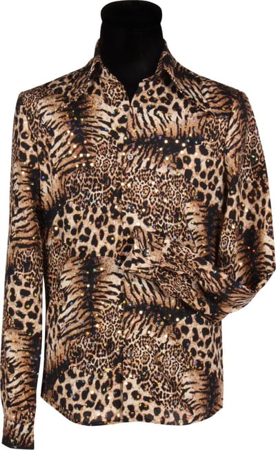 Blouse Tigerking - Heren Blouse - Extreem Fout - Met Pailletten - Jaren 80/90 - Bruin - Maat M