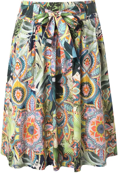 Ulla Popken - Dames - Midi-plooirok A-lijn comfortabele tailleband - Marine - Maat 42