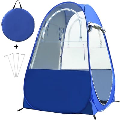 Draagbare buitentent voor vissen, UV-bescherming, pop-uptent, automatische tent met regenbescherming blauw