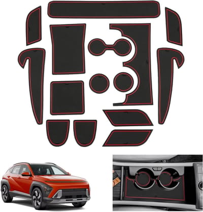 Anti-slip rubbermatten voor Hyundai Kona SX2 Hybrid 2024-2026, non-slip console en deurseam accessoires, perfect voor bescherming en comfort
