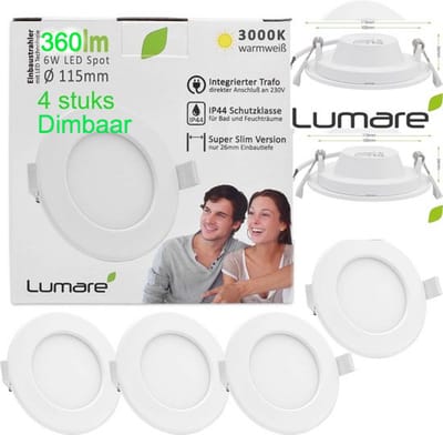 IP44 inbouwspot Wit – Dimbaar – Set van 3 – LED – Badkamerlicht Warm Wit 3000K – IP44 – Inbouw Ø 100 mm