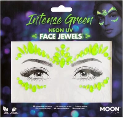 Moon Creations Gezicht Diamanten Sticker Moon Glow - Intense Green - Neon UV Groen
