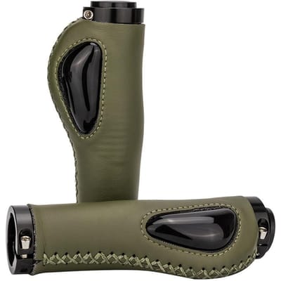 Poignées de guidon de vélo en cuir ZTTO Poignées de vélo à double verrouillage en silicone Poignées antidérapantes pour guidon vert