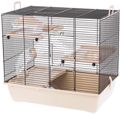 INTER-ZOO Pinky 3 Zinc - Knaagdierkooi - Beige - 50x33x45 cm - Metaal & Kunststof - Ruim en Lichtgewicht Ontwerp