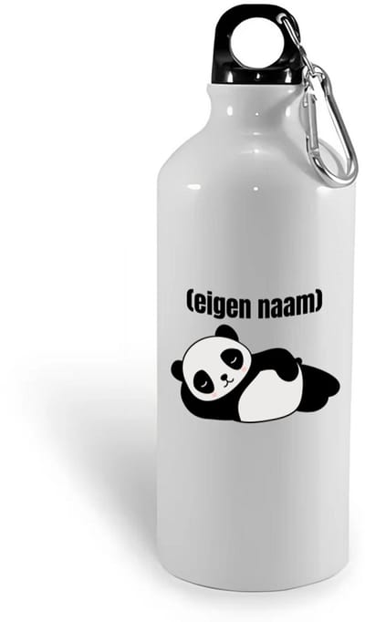 Hacebo® - liggende panda met eigen naam waterfles - Panda - panda liefhebbers - iemand die houdt van panda's - verjaardag - cadeau - kado - water fles - 400ML