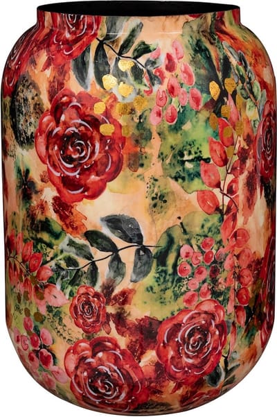 TS Collection - Bloempot hoog Rose rouge - 46x62 - Metaal & Epoxy - Exclusieve woonitems voor binnen - Handgemaakt - Unieke print - Designed by Lammie
