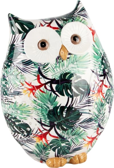 Uil Modern Tropical Art 20 cm hoog - polyresin - polystone - hoogkwalitatieve kunststof - decoratiefiguur - interieur - accessoire - voor binnen en buiten - cadeau - geschenk - tuinfiguur - tuinbeeldje - tuindecoratie