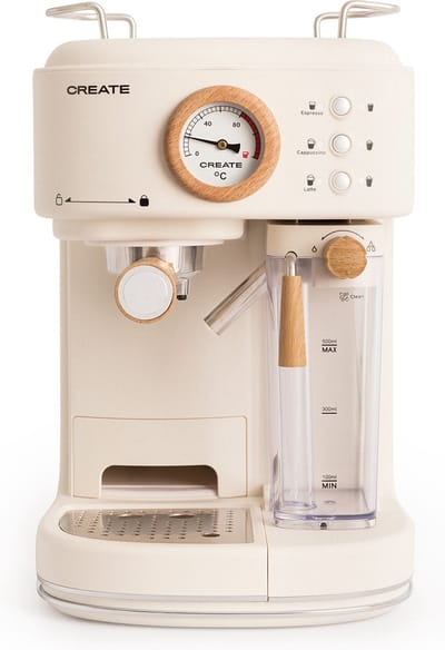 CREATE - Espressomachine - 20bar halfautomatische - Met melkreservoir - Gebroken wit - THERA RETRO PRO