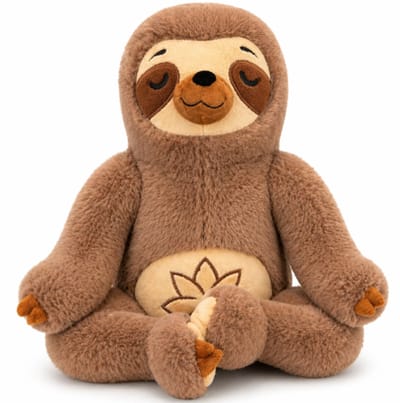 Topknuffels® Luiaard Buddha Bruin Pluche Knuffel 30 cm - Speelgoed Knuffels voor Kinderen Jongens Meisjes - Sloth Plush - Meditatie Pilates Matcha