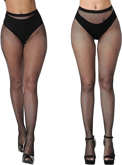 Zwarte Visnet Panty voor Dames, Sexy Fishnet Kousen, Hoge Taille Kousen voor Feestoutfits en Avondkleding