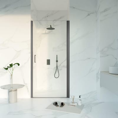FugaFlow Eccelente Vetro Douchedeur - 80x200 - Profiel veiligheidsglas - anti kalk - Geborsteld Gunmetal PVD