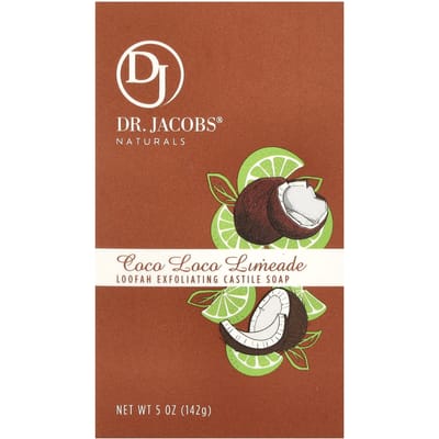 Dr. Jacobs Naturals, Loofah Exfoliating Castile Soap, Coco Loco Limeade, 5 oz (142 g) brown