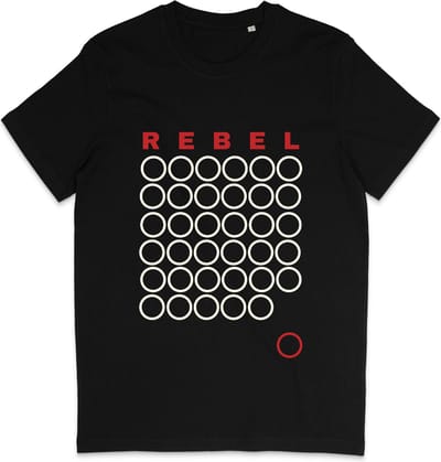 Heren en Dames T Shirt - Grafisch Ontwerp Rebel - Zwart - XS