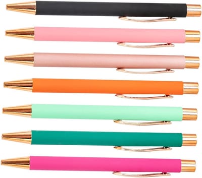 Multicolored Ergonomische Balpen Set - 7 Stuks, Inclusief Vulpennen en Inkt, Ideaal voor Kantoor en Thuisgebruik