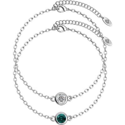 Geboortesteen armbanden - Zilver, kristal en groen