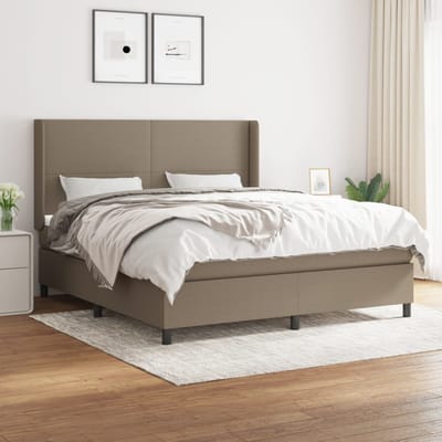 vidaXL - Boxspring - met - matras - stof - taupe - 180x200 - cm