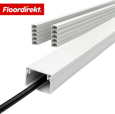 Floordirekt Kabelgoot Oskar - Zelfklevende Kabelgoot 10 x 1 m - Set Van 10 - Grootte: 25 x 16 mm - Witte Kabelafdekking voor TV, Muur & Bureau - Op Maat Knipbaar - Beschermt Kabels - Geschikt voor Verschillende Kabeldiameters