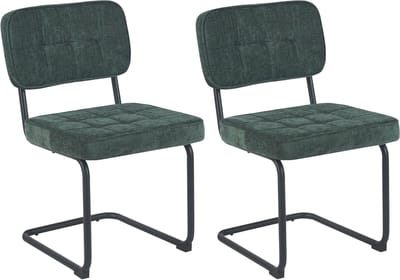 Colenis - Buisframe Stoel Kita - Eetkamerstoel - Set van 2 - Groen - Chenille Stof - Metalen Frame - Industrieel Design
