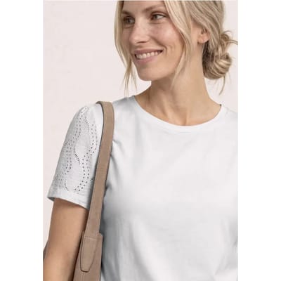 Shirt met ronde hals en kanten mouwen