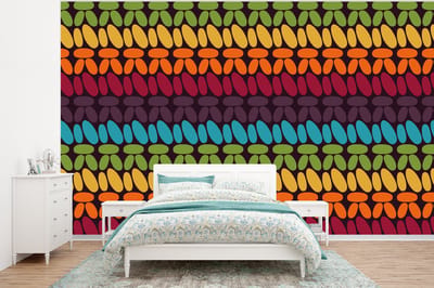 Behang - Fotobehang Haakpatronen - Retro - Regenboog - Breedte 320 cm x hoogte 240 cm