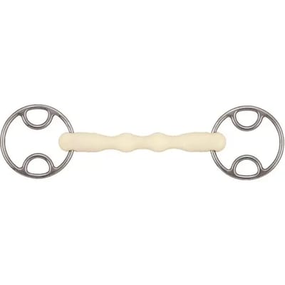 2-rings paardenbit met rechte ring Soyo Happy mouth "mullen"