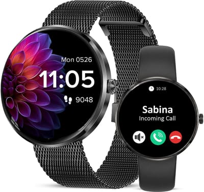 Avalue - AMOLED Dames Smartwatch - Hartslagmeter - Slaapmonitor - Vrouwengezondheid - Multisport - Android & iOS - RVS en Siliconen Band - Zwart