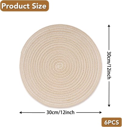 Wasbare hittebestendige ronde placemats en onderzetters, 6-delige set voor feesten en bruiloften, ideaal voor tafeldecoratie en gezin gebruik