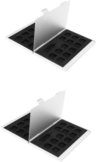 Kaarthouder - Opslaghoes - Geheugenkaarten bewaren - Aluminium behuizing - 6 kaarten - Zilver