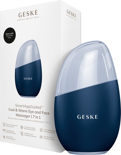 GESKE SmartAppGuided™ Cool & Warm Eye & Face Massager | 7 in 1 | Multi-stimulator | Gezicht & nek | Batterijloos koelen en warmen | Verstevigt en ontspant | Eye-Nose Area Targeted Design