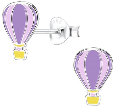 Joy|S - Zilveren Luchtballon oorbellen - 8 x 11 mm - paars