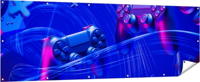 Gards Tuinposter Twee Gaming Controllers - Gamen - 210x70 cm - Tuindoek - Tuindecoratie - Wanddecoratie buiten - Tuinschilderij