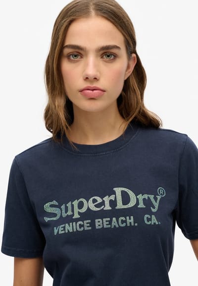 Superdry - Venue metallic T-shirt met relaxte pasvorm - Dames - T-shirts