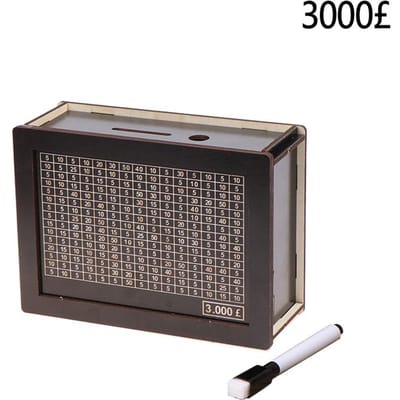 Tirelire en bois 1000/2000/3000/5000/10000 livres sterling avec tirelire réutilisable avec objectif d'épargne et cases à chiffres