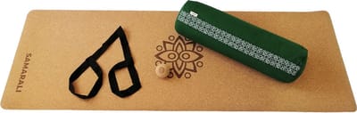 Samarali Bos Groene Yin Yoga Classic Set - Kurk Mat, Bolster & Massagebal - Duurzaam en Eco-vriendelijk