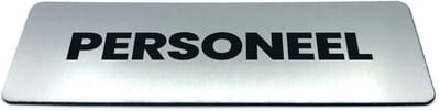 Deurbordje met Tekst personeel - Formaat 150 mm x 50 mm x 1,6 mm - Incl. plakstrip | Geborstelde RVS-look toplaag | Gratis Verzending | Decoporta